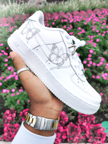 Silver Glitter Butterfly AF1's